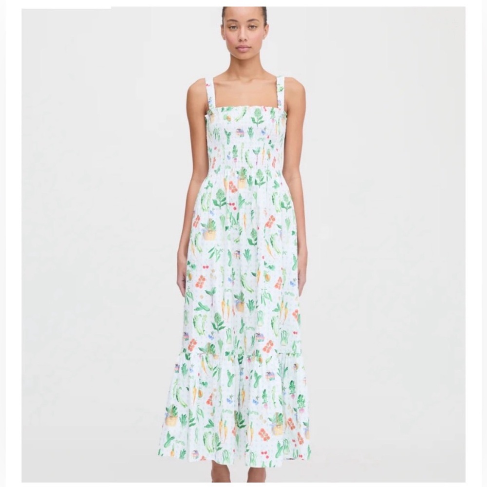 NWT Hill House Anjuli Nap Dress In Farmers Market White Smocked